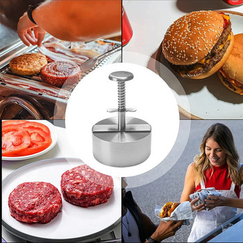 304 Преса за хамбургери от неръждаема стомана Burger Patty Maker Pork Beef Ръчна форма за грил Griddle Meat Кухненски инструменти