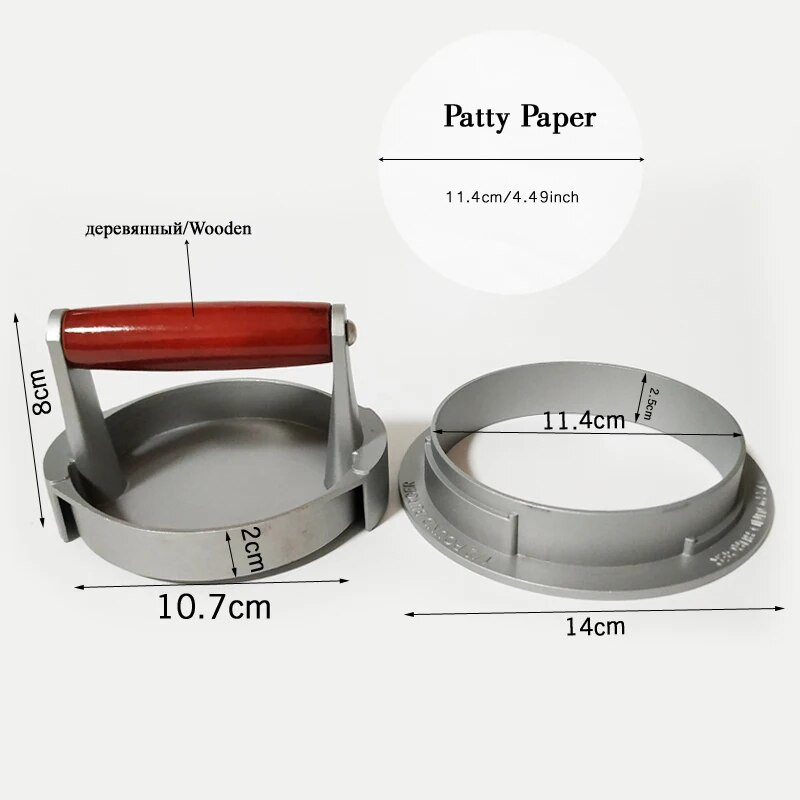 Kiváló minőségű, kerek formájú hamburger prés alumínium ötvözet hamburger hús marhahús grill burger prés konyha élelmiszer penész csepp szállítás