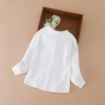 Σχολικό πουκάμισο για κορίτσια Άνοιξη Φθινόπωρο Σχολική Στολή Παιδική Μακρυμάνικη Παιδική Μπλούζες Κορίτσια Λευκά τοπ ρούχα