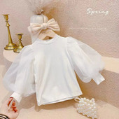 2023 GirlsTees Tricou cu mânecă lungă Puff Haine pentru bebeluși Iarnă Toamnă Pulovere Coreeană Copii Noi Topuri Îmbrăcăminte pentru copii 2-6T Copii