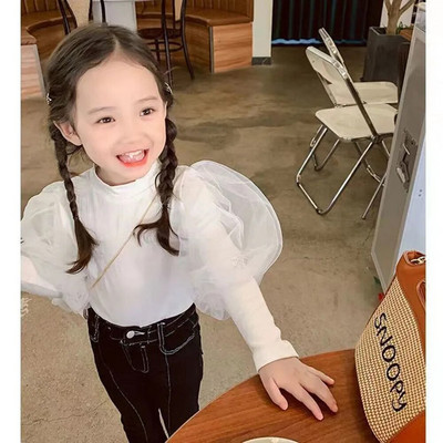 2023 GirlsTees Tricou cu mânecă lungă Puff Haine pentru bebeluși Iarnă Toamnă Pulovere Coreeană Copii Noi Topuri Îmbrăcăminte pentru copii 2-6T Copii