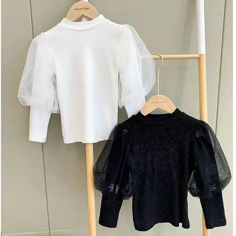 2023 GirlsTees Tricou cu mânecă lungă Puff Haine pentru bebeluși Iarnă Toamnă Pulovere Coreeană Copii Noi Topuri Îmbrăcăminte pentru copii 2-6T Copii