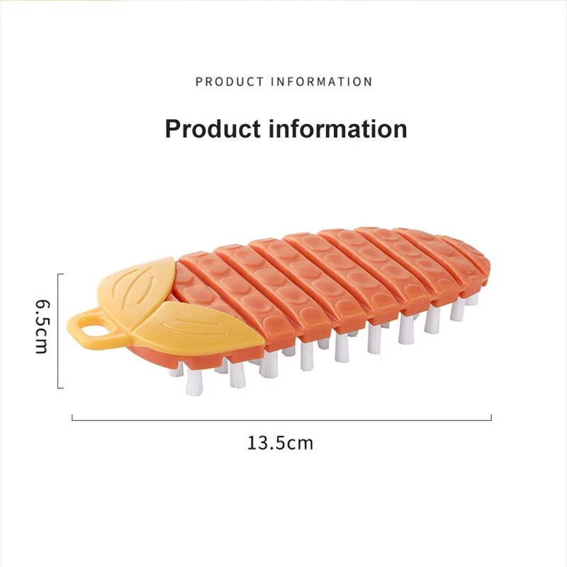 Virtuvės valymo šepetys vaisių ir daržovių purvo valymo šepetys Lankstus lankstus puodo ir dubens viryklės nukenksminimo šepetys