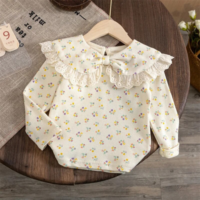 Tricou Fete 2023 Toamna Iarna Topuri pentru copii Bluză cu mânecă lungă Copii Tricouri florale pentru copii Ținute pentru bebeluși Îmbrăcăminte 1-8 ani