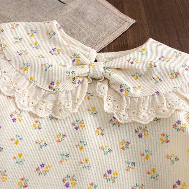 Tricou Fete 2023 Toamna Iarna Topuri pentru copii Bluză cu mânecă lungă Copii Tricouri florale pentru copii Ținute pentru bebeluși Îmbrăcăminte 1-8 ani