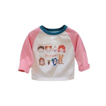 Мода 2023 Нов стил Тениска с дълги ръкави Корейска версия Долна риза за бебешки момичета Горнища Пролетно есенно облекло Детска блуза за момиче