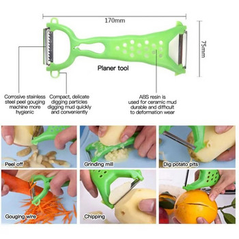 3PCS Белачка за плодове Многофункционална ренде за зеленчуци Ръчна резачка Резачка за краставици Морков Нож за картофи Кухненски инструменти Произволен цвят
