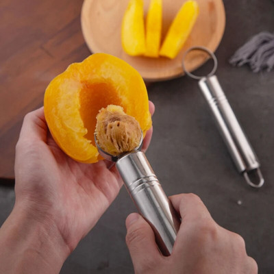 Gadget din oțel inoxidabil de bucătărie Dispozitiv de îndepărtare a miezului de mere și piersici Artefacte Accesorii Gadget-uri Lucruri utile noi pentru unelte de casă