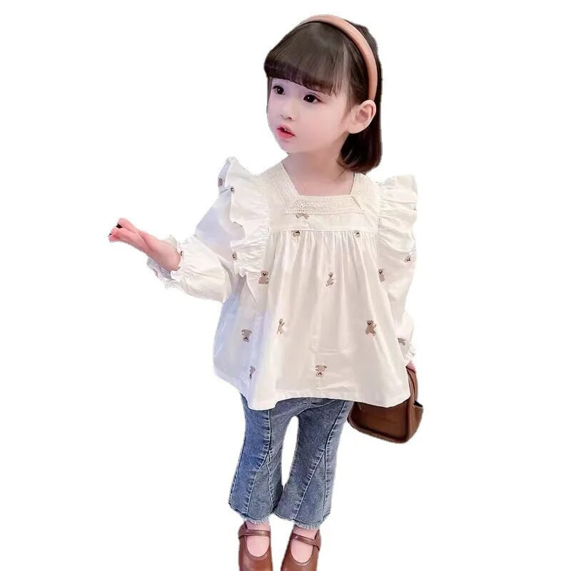 Ingek lányoknak 2022 Koreai Gyerekek Őszi Tavaszi Hosszú ujjú Rajzfilm Blúzok Gyermekruházat Őszi Boutique Gyerekruházat 2-7Y