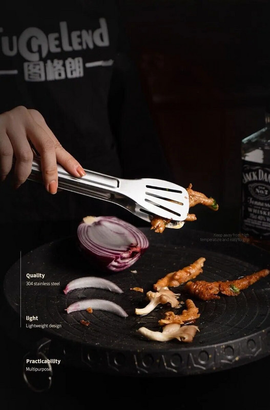 Rozsdamentes acél ételfogó Konyhai edények Svédasztalos főzőeszköz Melegedésgátló kenyércsipesz tésztabilincs grill konyhai acél