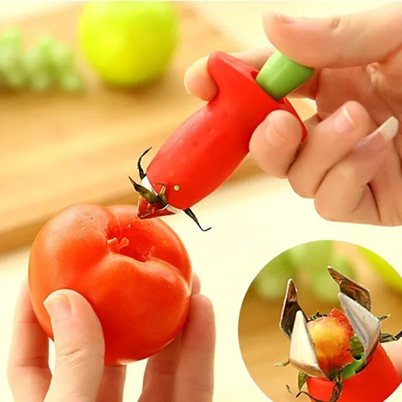 Strawberry Hullers fém műanyag gyümölcsmag eltávolító paradicsom szár eper szár eltávolító eszköz konyhai gyümölcsökhöz