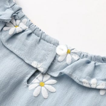2023 Пролет Есен Мода Детско облекло Памучно бебе Детско момиче Блуза с дълъг ръкав Изрязана риза с цветя