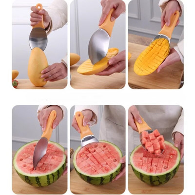 Multifunkčná lyžica na lúpanie ovocia, oddeľovač manga a mäsa, krájač, kuchynské pomôcky, ovocie, melón, krájanie, kopanie, lyžica