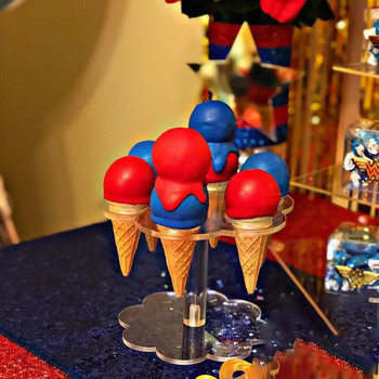 YOMDID Прозрачна стойка за сладолед Държач за фунийки за кексчета Акрилна стойка Издръжливи фунийки за сладолед Поддържаща поставка за витрини Инструменти за печене