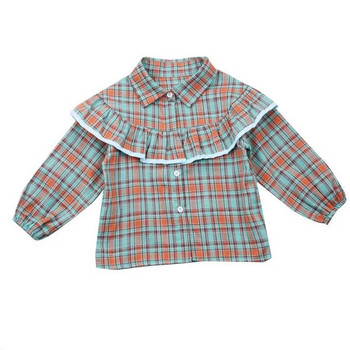 Ανοιξιάτικο φθινόπωρο Νέο καρό Harajuku Kawaii Girls Blusa Fashion Μπλούζα All Match Chic παιδικό πουκάμισο μακρυμάνικο παιδικό μπλουζάκι