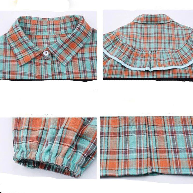 Tavaszi őszi új kockás Harajuku Kawaii Girls Blusa Fashion blúz All Match Chic Gyerek ing Flounce hosszú ujjú gyerek felsők