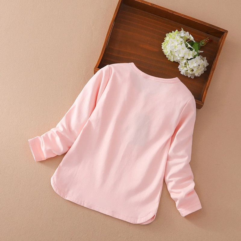 Haine pentru fete Tricouri primăvară toamnă guler rotund Îmbrăcăminte drăguță pentru copii 3-12 ani tricou cu mânecă lungă din bumbac