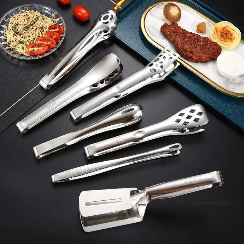 Auksinės nerūdijančio plieno virtuvės kepsninės žnyplės Įvairių stilių duonos salotų spaustukas kepsnys kepimas gruzdinimas mentelė serviravimo spaustukas Kepimo reikmenys