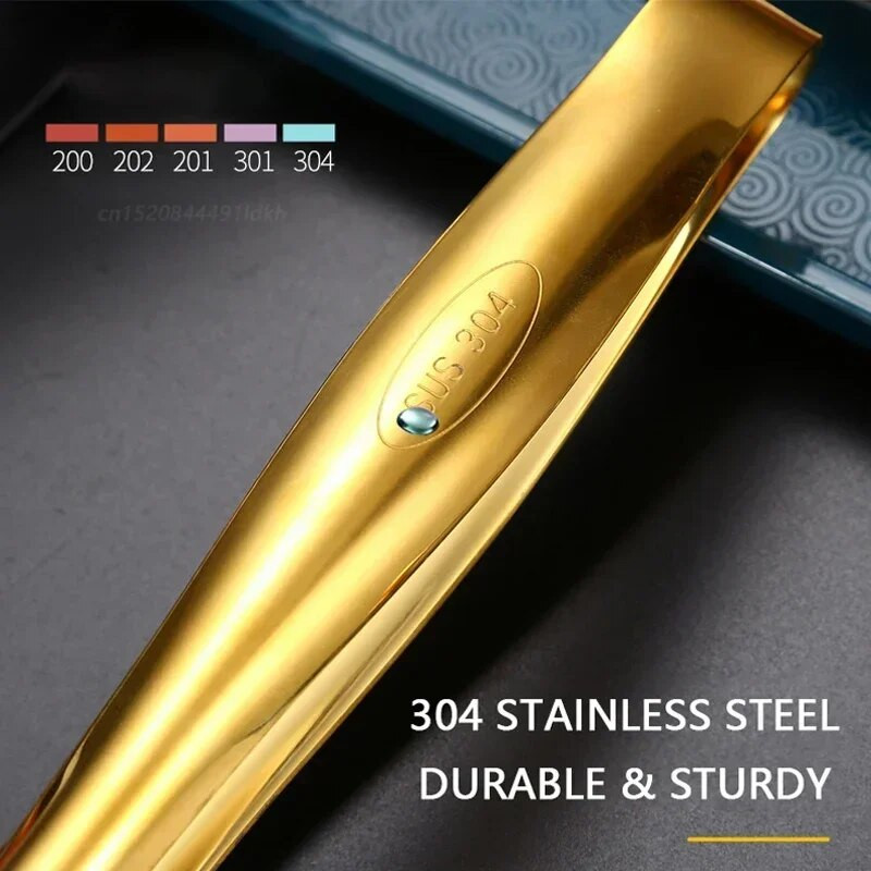 Auksinės nerūdijančio plieno virtuvės kepsninės žnyplės Įvairių stilių duonos salotų spaustukas kepsnys kepimas gruzdinimas mentelė serviravimo spaustukas Kepimo reikmenys