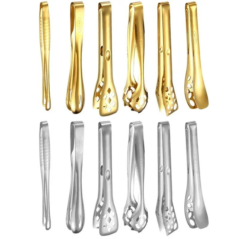 Auksinės nerūdijančio plieno virtuvės kepsninės žnyplės Įvairių stilių duonos salotų spaustukas kepsnys kepimas gruzdinimas mentelė serviravimo spaustukas Kepimo reikmenys