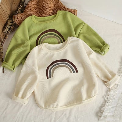 Есен 2022 г. Момичета Момчета Ежедневна тениска с дълъг ръкав Бебешки деца Детски пуловер Горна тениска