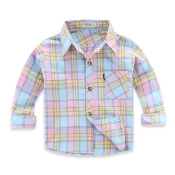 Νέο στυλ Παιδικά βαμβακερά πουκάμισα Βρεφικά καρό πουκάμισα με ρίγες Παιδικά ρούχα Αγόρια για κορίτσια Μακρυμάνικο πουκάμισο καλοκαιρινά μπλουζάκια 1-10 ετών