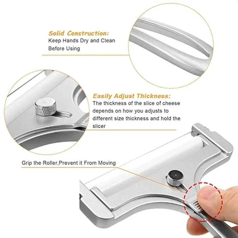 ANYOHOE sūrio pjaustyklė su dar 1 nerūdijančio plieno vielos reguliuojamo storio sūrio sviesto pjaustytuvu minkštiems ir pusiau kietiems sūriams