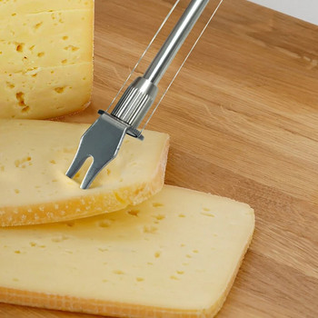 Резачка за сирене и вилица 2 в 1 от неръждаема стомана Незалепваща тел за рязане на масло Инструменти за печене Кухненски аксесоари