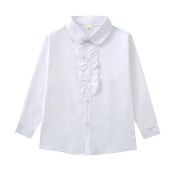νέο καλοκαίρι άνοιξη κοριτσίστικα δαντέλα βαμβακερά μασίφ Λευκό παιδικό κοριτσάκι Μπλούζα λευκά πουκάμισα με μακριά μανίκια για παιδικά κορίτσια