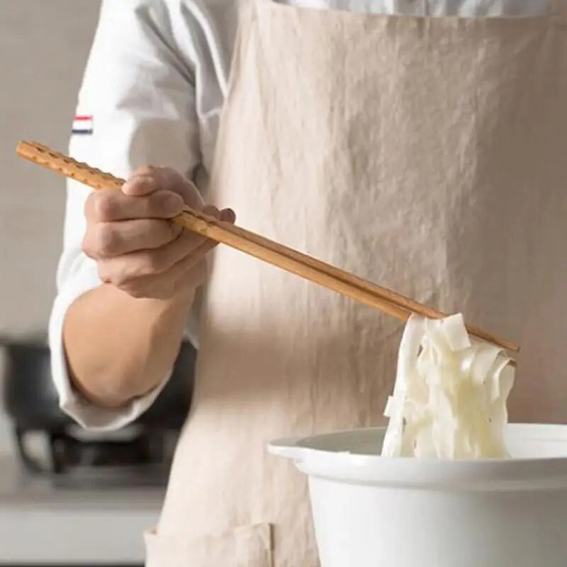 1 pereche de bețișoare japoneze din lemn extra lungi din lemn de fag lustruit alimente prăjite tăiței Bețișoare anti-alunecare instrumente de bucătărie