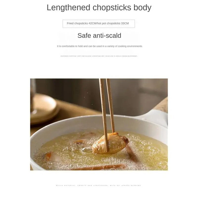 1 pereche de bețișoare japoneze din lemn extra lungi din lemn de fag lustruit alimente prăjite tăiței Bețișoare anti-alunecare instrumente de bucătărie