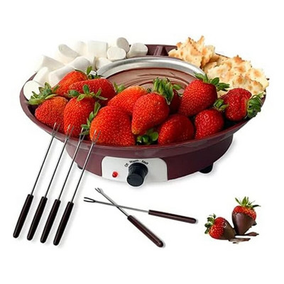 Set oale pentru fondue, aparat electric pentru fonduă de ciocolată cu 4 furculițe, kit pentru mașină pentru fondue pentru topirea brânzei, controlul temperaturii