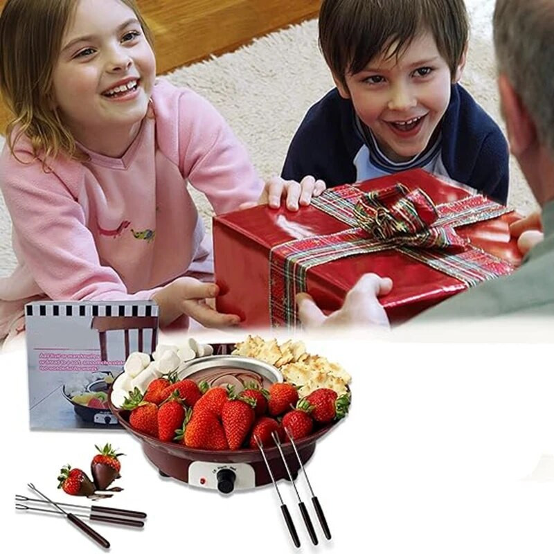 Set oale pentru fondue, aparat electric pentru fonduă de ciocolată cu 4 furculițe, kit pentru mașină pentru fondue pentru topirea brânzei, controlul temperaturii