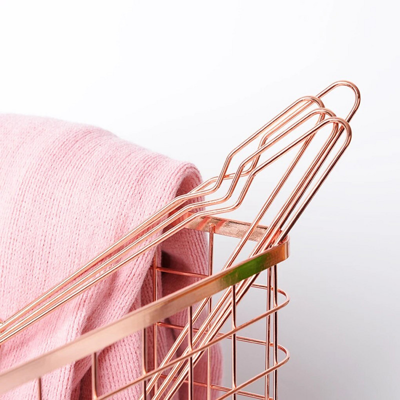 Sârmă de fier Umeraș pentru haine, anti-alunecare, antirugină, aur roz, haine, pantaloni, rochii, suport pentru haine 42x21cm