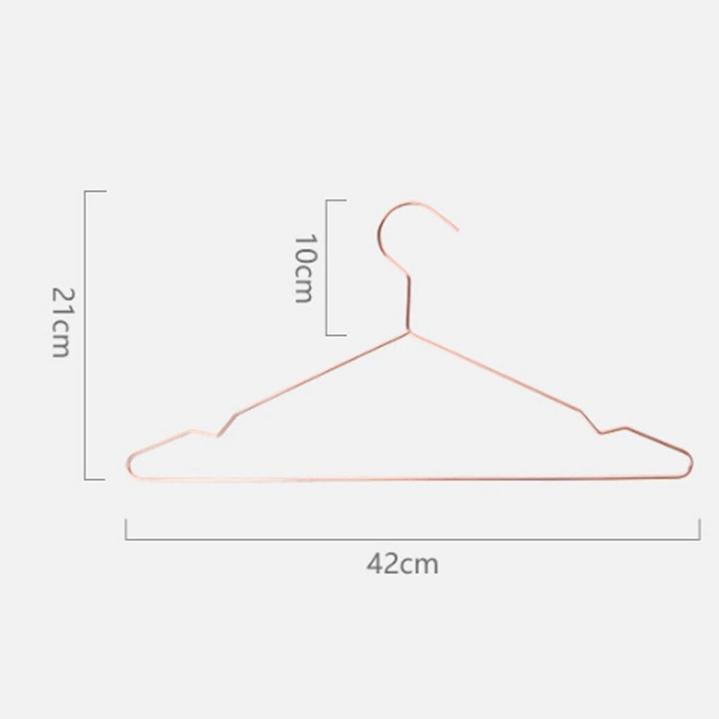 Sârmă de fier Umeraș pentru haine, anti-alunecare, antirugină, aur roz, haine, pantaloni, rochii, suport pentru haine 42x21cm