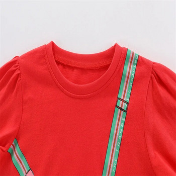 Jumping Meters 2-7T Тениски с щампи на чанта за момичета с дълъг ръкав и поли за 2-7 години Детски блузи Детски тениски Горнища Есенно облекло