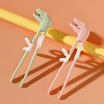 Cartoon Dinosaurs Practice Chopsticks Αντιολισθητικά Πλαστικά ισιωτικά Chopsticks Φορητό ρυθμιζόμενο δαχτυλίδι για παιδιά αρχάριους