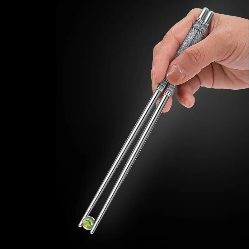 1 pár rozsdamentes acél kínai pálcika konyhai étkészlet csúszásmentes tészta Sushi pálcika Újrafelhasználható pálcika főzéshez