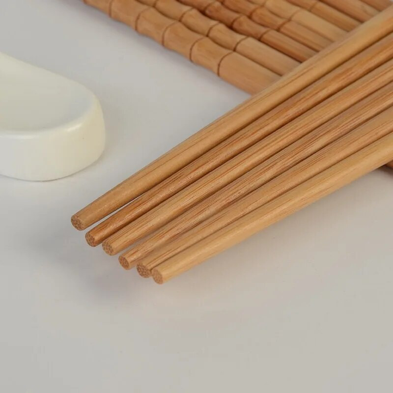 Kézzel készített, természetes bambusz fából készült pálcika háztartási konyhai bambusz pálcika 24 cm-es, újrafelhasználható sushi élelmiszer pálcika étkészlet
