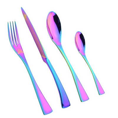 4 dalių blizgus poliravimo veidrodis mėlynas stalo įrankiai, nerūdijančio plieno 304 plieninis indų rinkinys stalo reikmenų rinkinys virtuvės vakarienės stalo reikmenų rinkinys didmeninė prekyba