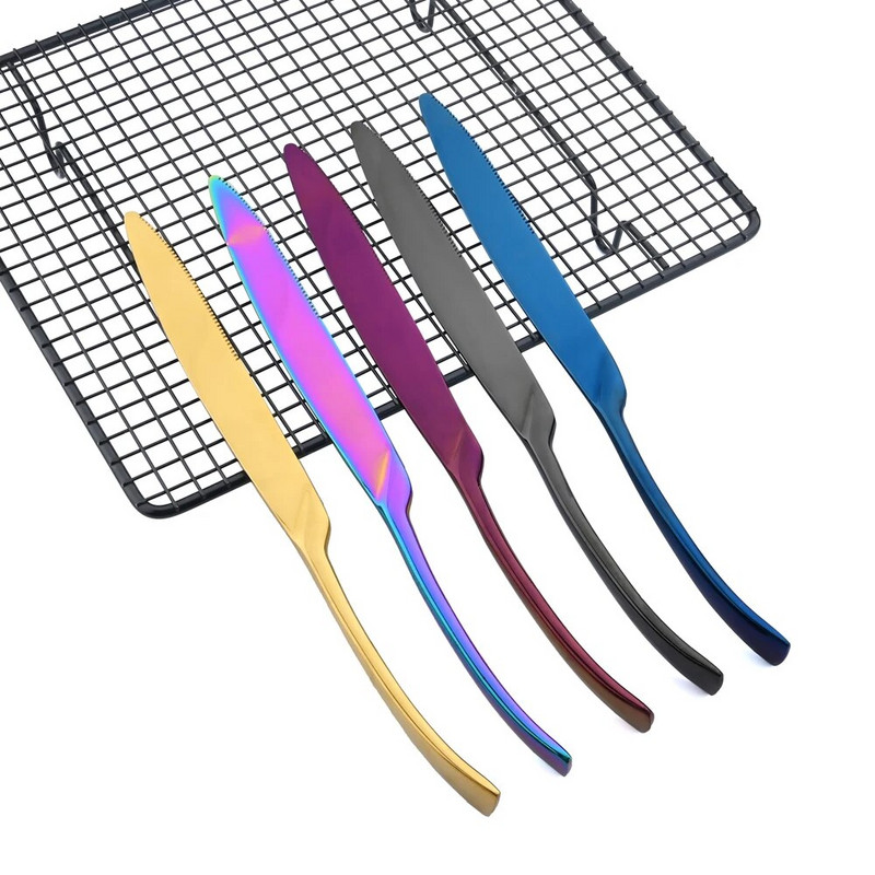 4 dalių blizgus poliravimo veidrodis mėlynas stalo įrankiai, nerūdijančio plieno 304 plieninis indų rinkinys stalo reikmenų rinkinys virtuvės vakarienės stalo reikmenų rinkinys didmeninė prekyba