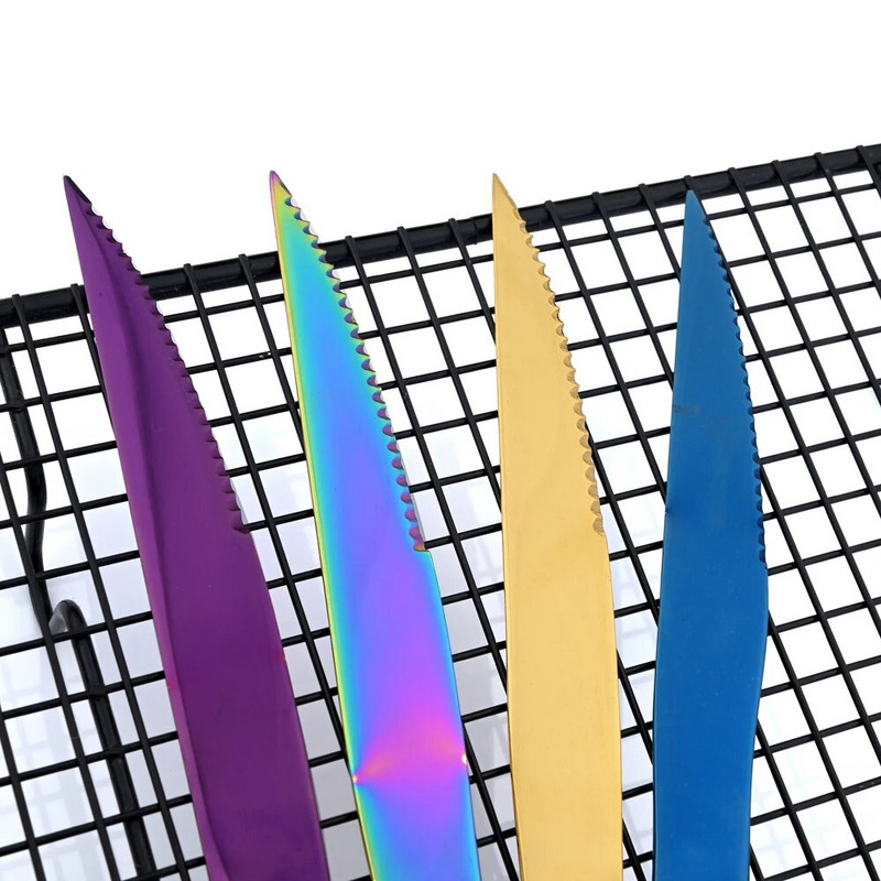 4 dalių blizgus poliravimo veidrodis mėlynas stalo įrankiai, nerūdijančio plieno 304 plieninis indų rinkinys stalo reikmenų rinkinys virtuvės vakarienės stalo reikmenų rinkinys didmeninė prekyba