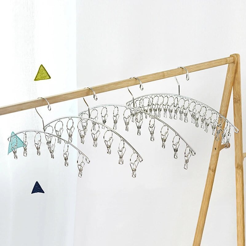 6-20 csap rozsdamentes acél ruhaszárító fogas szélálló ruhatartó kapcsok zokni mosodai akasztó fehérnemű zoknitartó