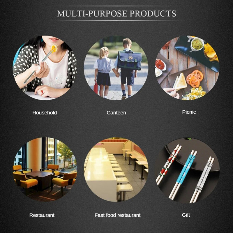 Bețișoare din oțel inoxidabil Veselă chinezească Bețișoare anti-alunecare Mole de porțelan Bețișoare Veselă reutilizabilă Ustensile de bucătărie