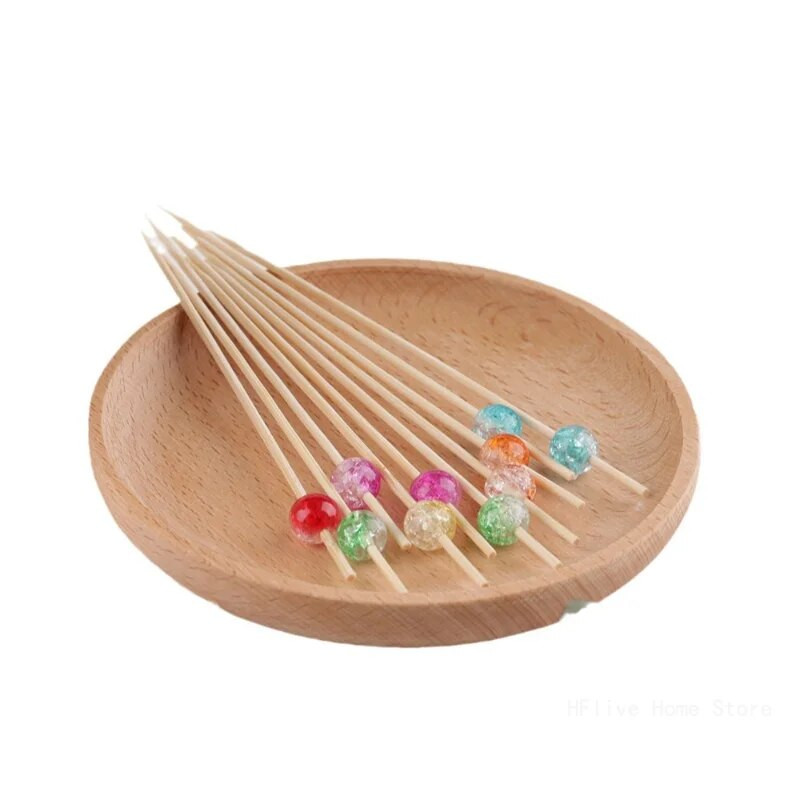 100 DB/Csomag cukorka színű Crack Bamboo Pick Büfé Cupcake Fruit Villa Party Desszert Saláta Rúd Koktél Nyárs Esküvői dekorációhoz