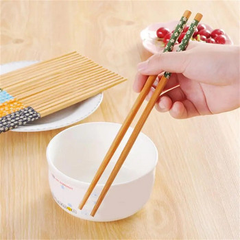 1 чифт естествени бамбукови пръчици за многократна употреба Традиционни ръчно изработени китайски класически дървени пръчици за суши Кухненски инструмент 24 см Hot Pot