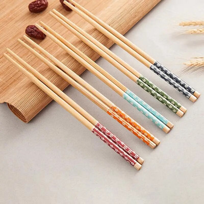 1 pereche de betisoare din bambus natural reutilizabile, tradiționale, făcute manual, chinezești clasice, betisoare din lemn pentru sushi, instrument de bucătărie, oală fierbinte de 24 cm