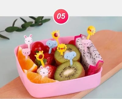 1Szett Állati Gyümölcs Villa Szett Rajzfilm Mini Kids Snack Torta Desszert Étel Rúd Fogpiszkáló Dísz Pick Torta Bento Evőeszközök Gyerek