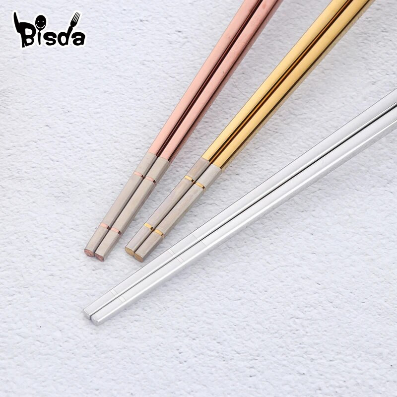 2 perechi de bețișoare chinezești Veselă coreeană Bețișoare de sushi japoneze Gravoare cu laser Bețișoare de metal auriu Bețișoare de modă