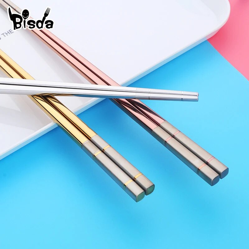 2 perechi de bețișoare chinezești Veselă coreeană Bețișoare de sushi japoneze Gravoare cu laser Bețișoare de metal auriu Bețișoare de modă